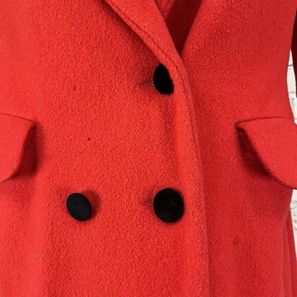 VTG Rothschild Red Wool Buttoned Collared Lined Peacoat USA Made Girls Size 7 - Picture 6 of 15